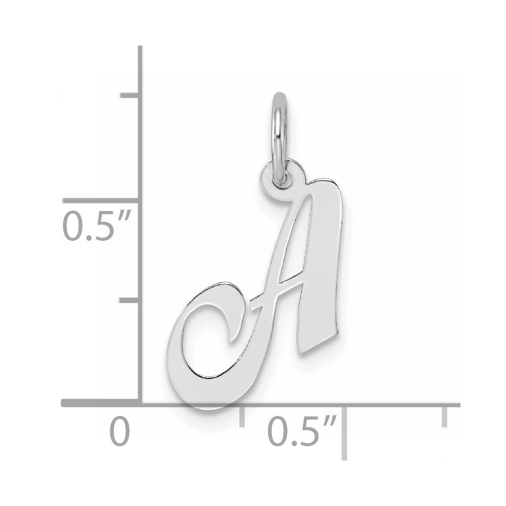 Sterling Silver Rhodium-plated Fancy Script Letter A Initial Charm
