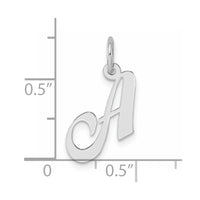 Sterling Silver Rhodium-plated Fancy Script Letter A Initial Charm