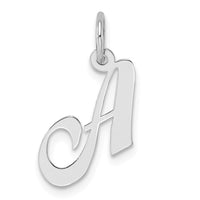 Sterling Silver Rhodium-plated Fancy Script Letter A Initial Charm