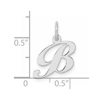 Sterling Silver Rhodium-plated Fancy Script Letter B Initial Charm