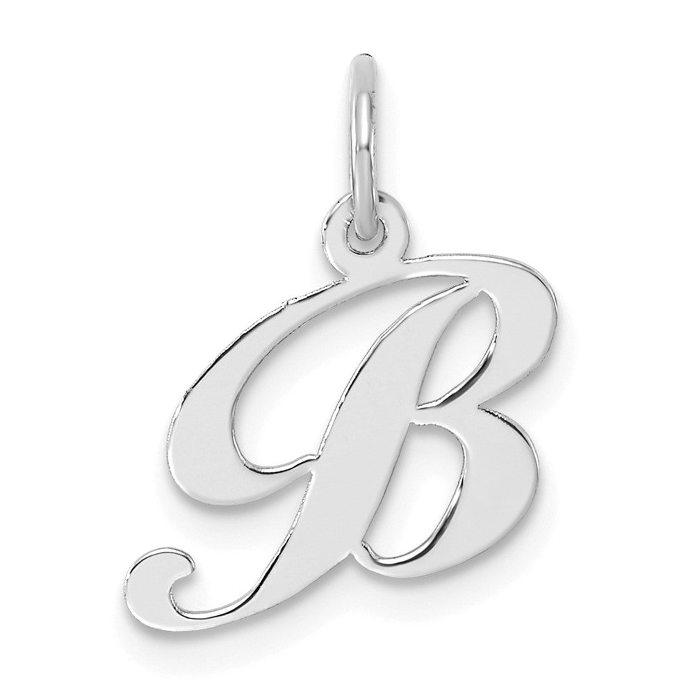 Sterling Silver Rhodium-plated Fancy Script Letter B Initial Charm
