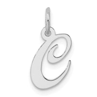 Sterling Silver Rhodium-plated Fancy Script Letter C Initial Charm