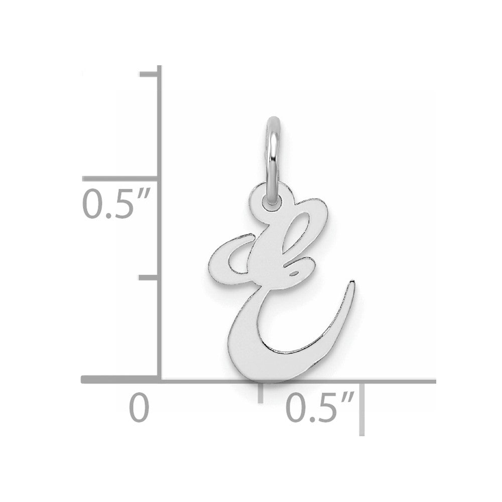 Sterling Silver Rhodium-plated Fancy Script Letter E Initial Charm