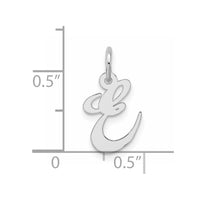 Sterling Silver Rhodium-plated Fancy Script Letter E Initial Charm