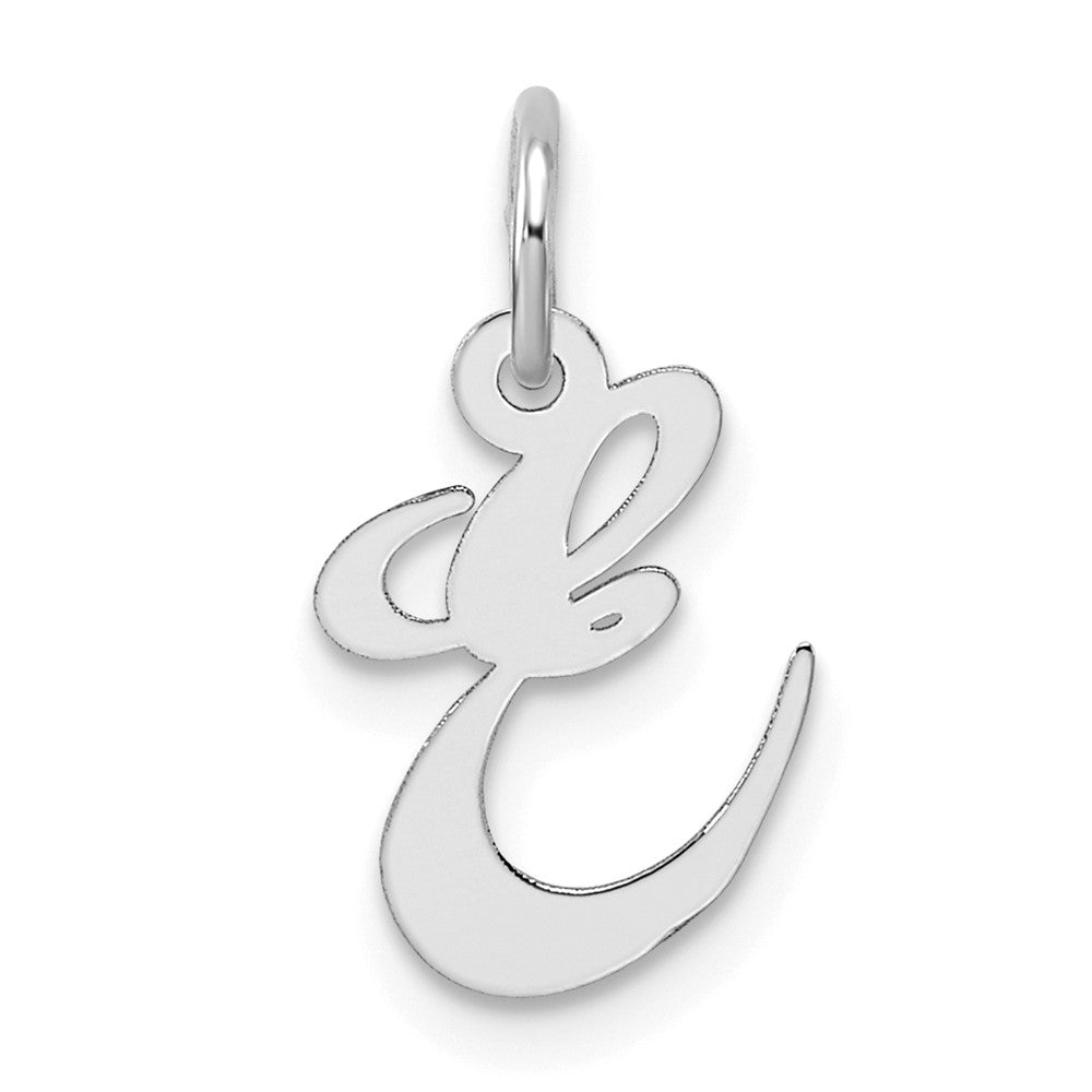 Sterling Silver Rhodium-plated Fancy Script Letter E Initial Charm