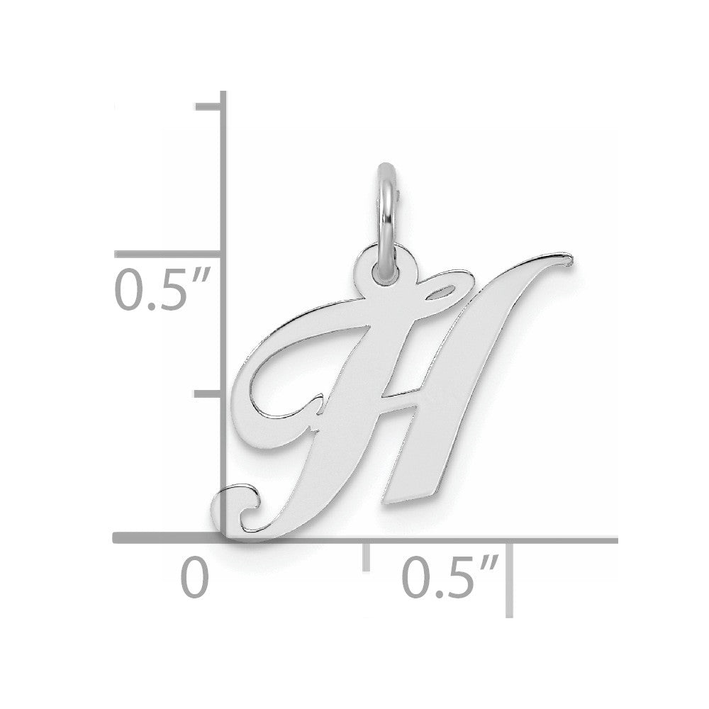 Sterling Silver Rhodium-plated Fancy Script Letter H Initial Charm