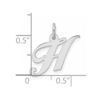 Sterling Silver Rhodium-plated Fancy Script Letter H Initial Charm