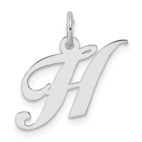 Sterling Silver Rhodium-plated Fancy Script Letter H Initial Charm