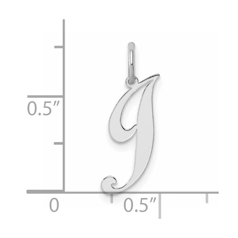 Sterling Silver Rhodium-plated Fancy Script Letter J Initial Charm