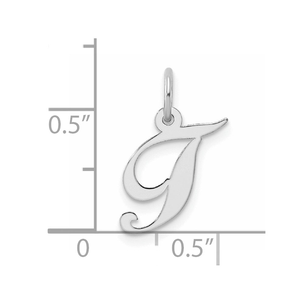 Sterling Silver Rhodium-plated Fancy Script Letter T Initial Charm