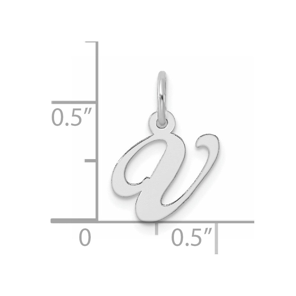 Sterling Silver Rhodium-plated Fancy Script Letter V Initial Charm