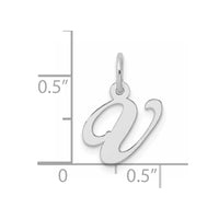 Sterling Silver Rhodium-plated Fancy Script Letter V Initial Charm