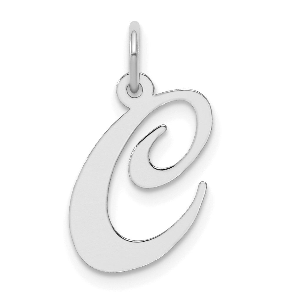 Sterling Silver Rhodium-plated Fancy Script Letter C Initial Charm