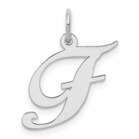 Sterling Silver Rhodium-plated Fancy Script Letter F Initial Charm