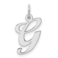 Sterling Silver Rhodium-plated Fancy Script Letter G Initial Charm