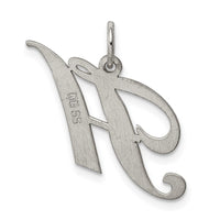 Sterling Silver Rhodium-plated Fancy Script Letter H Initial Charm