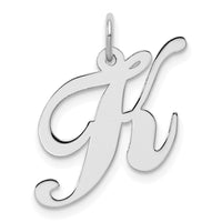 Sterling Silver Rhodium-plated Fancy Script Letter K Initial Charm