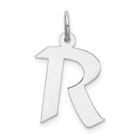 Sterling Silver Rhodium-plated Artisan Block Letter R Initial Charm