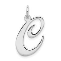 Sterling Silver Rhodium-plated Fancy Script Letter C Initial Charm