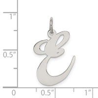 Sterling Silver Rhodium-plated Fancy Script Letter E Initial Charm