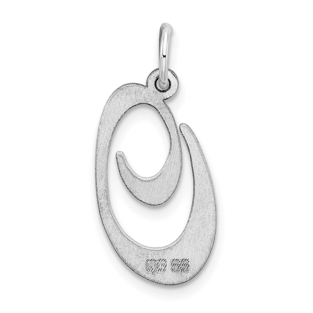 Sterling Silver Rhodium-plated Fancy Script Letter O Initial Charm