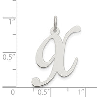Sterling Silver Rhodium-plated Fancy Script Letter X Initial Charm