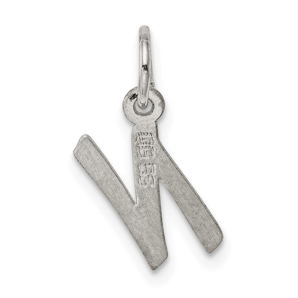 Sterling Silver Rhodium-plated Letter N Initial Charm