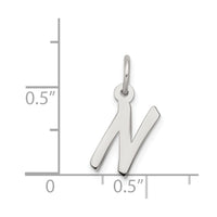 Sterling Silver Rhodium-plated Letter N Initial Charm