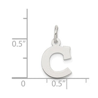 Sterling Silver Rhodium-plated Block Letter C Initial Charm