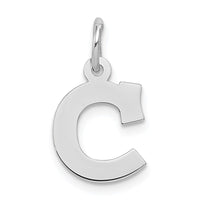 Sterling Silver Rhodium-plated Block Letter C Initial Charm