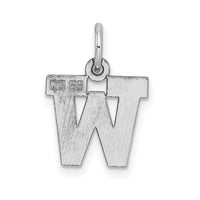 Sterling Silver Rhodium-plated Block Letter W Initial Charm