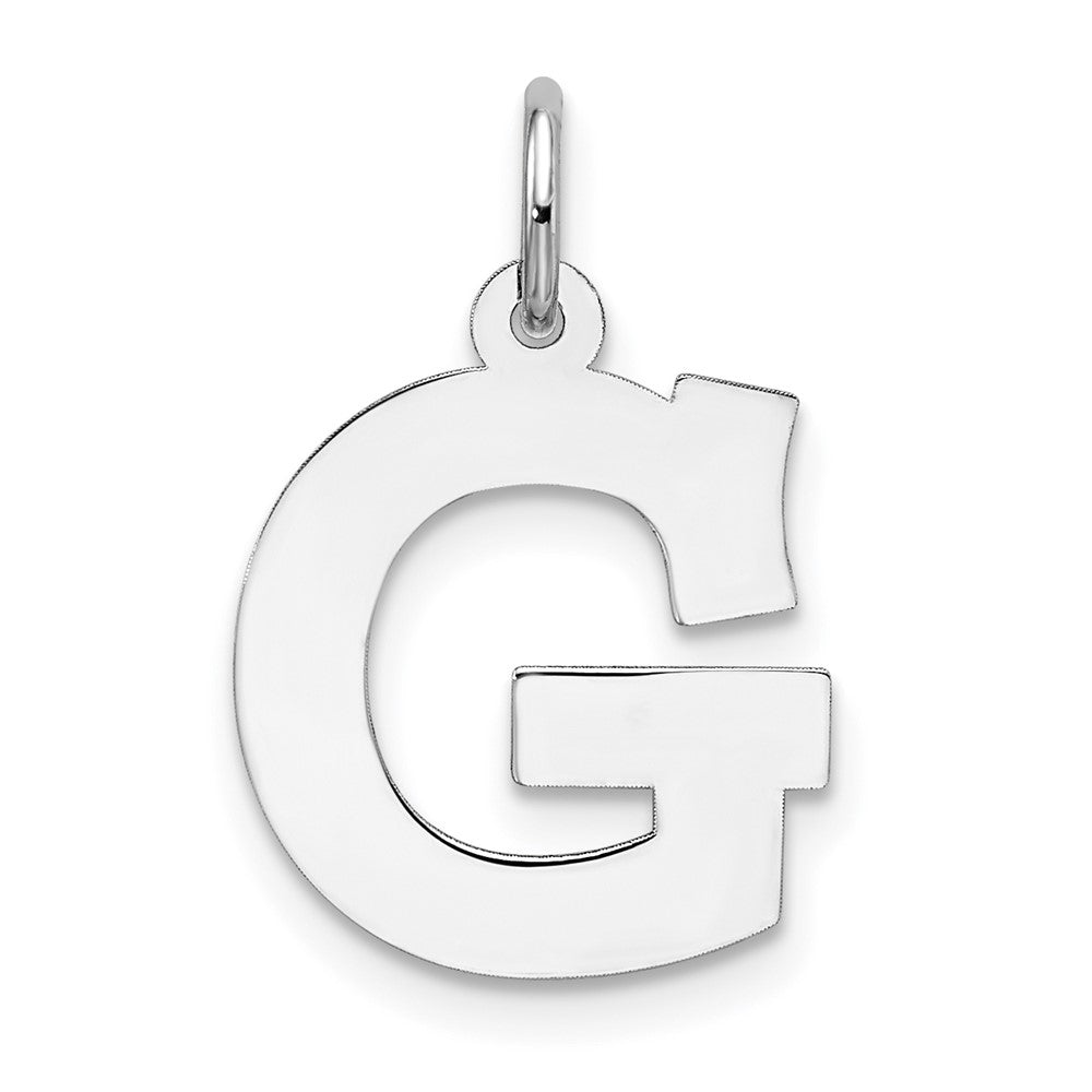 Sterling Silver Rhodium-plated Block Letter G Initial Charm