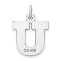 Sterling Silver Rhodium-plated Block Letter U Initial Charm