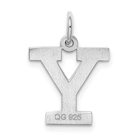 Sterling Silver Rhodium-plated Block Letter Y Initial Charm