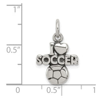 Sterling Silver Antique I (heart) Soccer Charm