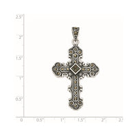 Sterling Silver Antiqued Marcasite Cross Pendant