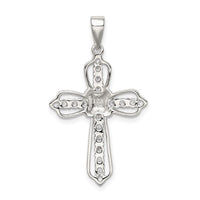 Sterling Silver Rhodium-plated CZ Cross Pendant