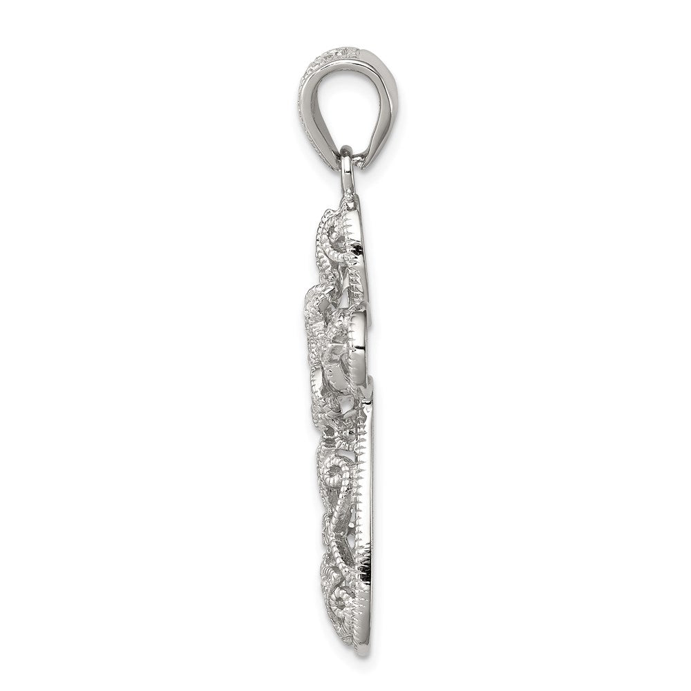 Sterling Silver Rhodium-plated CZ Cross Pendant