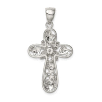 Sterling Silver Rhodium-plated CZ Cross Pendant