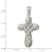 Sterling Silver Rhodium-plated CZ Cross Pendant