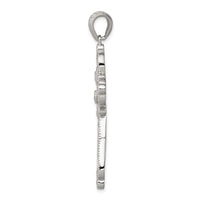 Sterling Silver Rhodium-plated CZ Filigree Cross Pendant