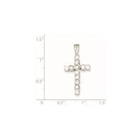 Sterling Silver Rhodium-plated CZ Latin Cross Pendant