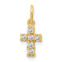 Sterling Silver 14K Gold-plated CZ Cross Petite Charm