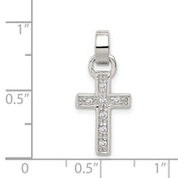 Sterling Silver Rhodium-plated CZ Latin Cross Pendant