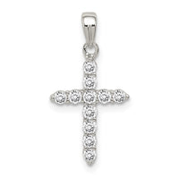 Sterling Silver Rhodium-plated CZ Cross Pendant