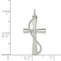 Sterling Silver Rhodium-plated CZ Cross Pendant