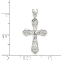 Sterling Silver Rhodium-plated CZ Passion Cross Pendant