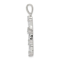 Sterling Silver Rhodium-plated CZ Cross Pendant