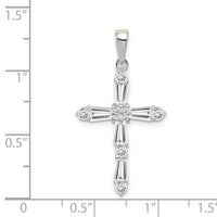 Sterling Silver Rhodium-plated CZ Cross Pendant
