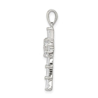 Sterling Silver Rhodium Plated CZ Latin Cross Pendant